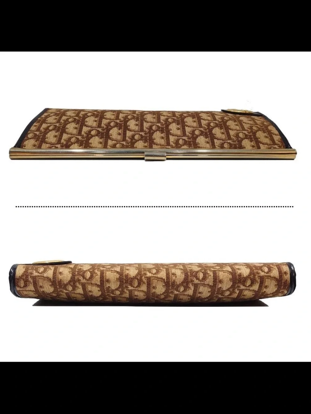 Dior Brown Monogram Clutch with Gold-Tone Accent